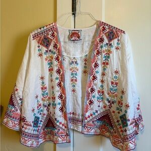 Johnny Was embroidered open top S